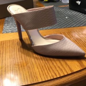 Jessica Simpson dusty rose buffed embossed snake